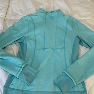 quarter zip turquoise herringbone jacket